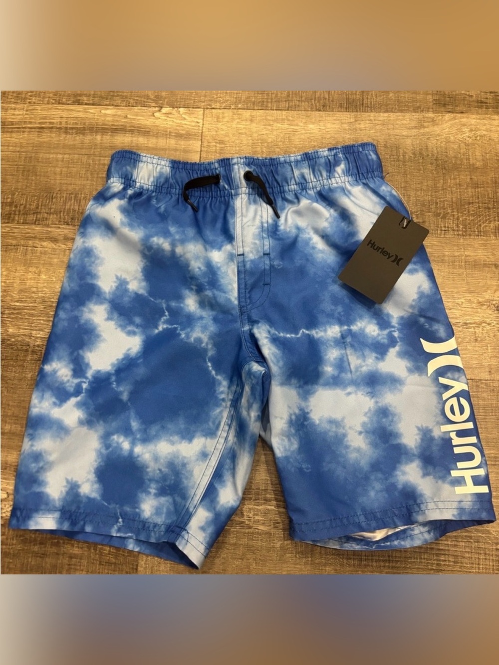 Hurley Blue & White Tie-Dye Kids Swim Shorts